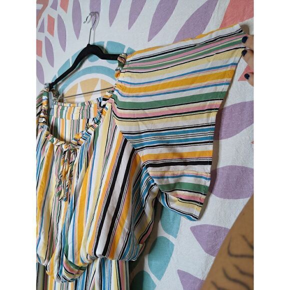 TORRID MULTI STRIPE OFF-SHOULDER GAUZE SKIRT SET SIZE 3 - Picture 4 of 10